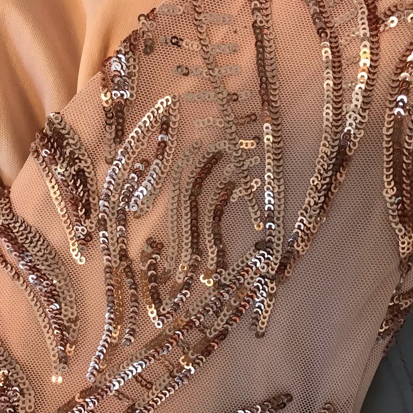 Blush Formal Dress with Rose Gold Sequins - Picture 4 of 6